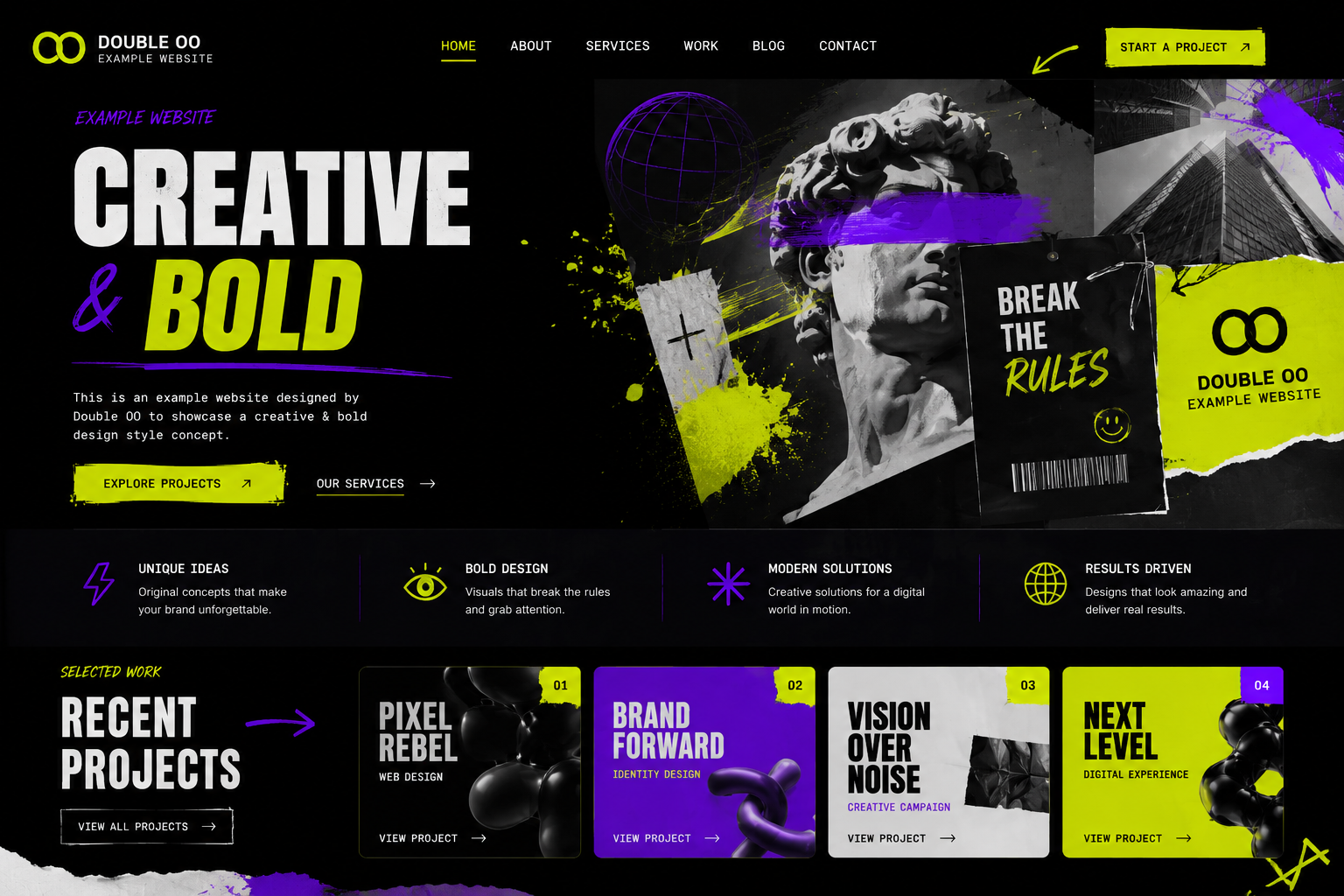 Creative website style example